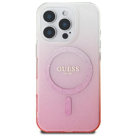 Guess IML Glitter Gradient MagSafe - Hülle iPhone 16 Pro (Rosa)