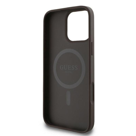 Guess 4G Ring Classic Logo MagSafe - pouzdro pro iPhone 16 Pro (hnědé)