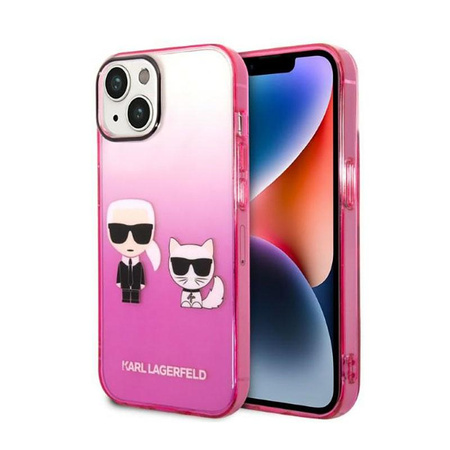 Karl Lagerfeld Gradient Ikonik Karl & Choupette - pouzdro pro iPhone 14 Plus (růžové)