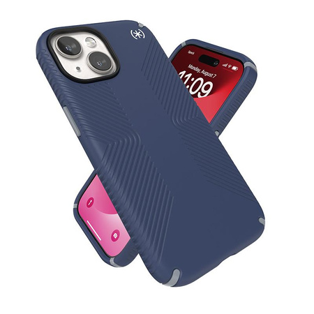 Speck Presidio2 Grip - pouzdro iPhone 16e / iPhone 15 / iPhone 14 / iPhone 13 (pobřežní modrá / prachově šedá / bílá)