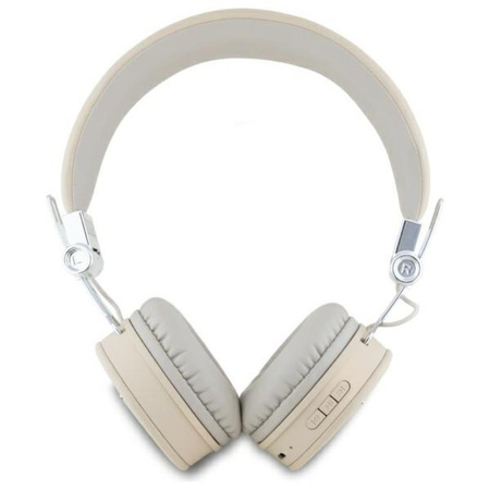 Guess Grained Classic Round Shape - Casque intra-auriculaire sans fil Bluetooth ENC (beige)