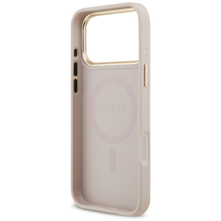 Guess Grained Strass Logo MagSafe - Pouzdro iPhone 17 Pro Max (růžový)