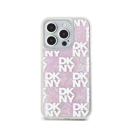 DKNY Liquid Glitter Multilogo - pouzdro pro iPhone 15 Pro (růžové)