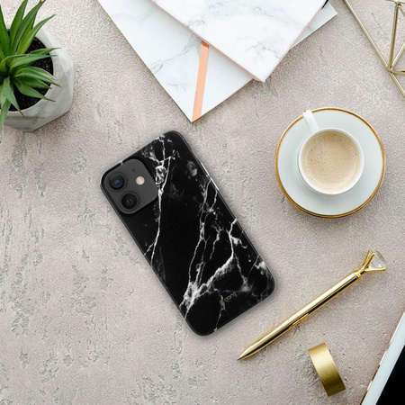 Crong Marble Case - Coque pour iPhone 12 Mini (noir)