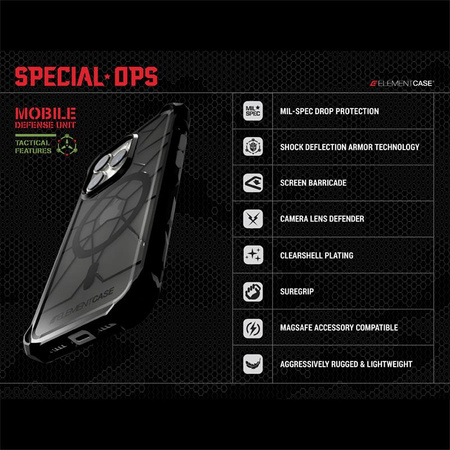Element Case Special Ops X5 - Pancerne etui iPhone 14 Pro (Mil-Spec Drop Protection) (Smoke/Black)