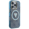 Guess IML Metal Glitter 4G Circle Triangle MagSafe - Case for iPhone 16 Pro (blue)