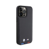 BMW Leather Hot Stamp Tricolor - Étui pour iPhone 15 Pro Max (noir)