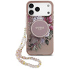 Guess IML Flowers Electro Pearl Strap MagSafe - Pouzdro iPhone 17 Pro Max (růžový)