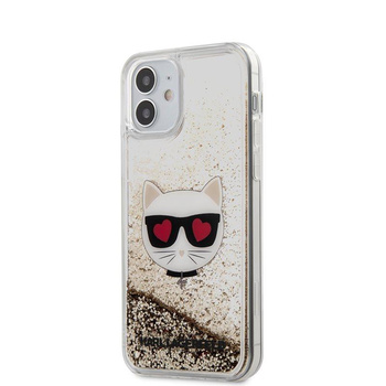 Karl Lagerfeld Liquid Glitter Choupette - Coque pour iPhone 12 Mini (Or)