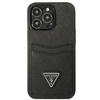 Pouzdro Guess Saffiano Double Card Triangle - iPhone 13 Pro (černé)