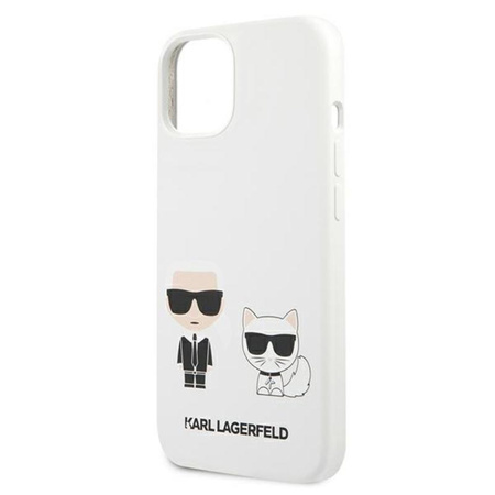 Karl Lagerfeld Silicone Karl & Choupette - Coque pour iPhone 13 mini (blanc)