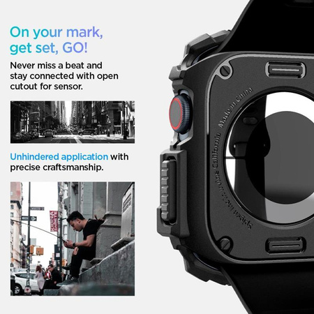 Spigen Rugged Armor - Étui pour Apple Watch 10 42 mm (Noir mat)