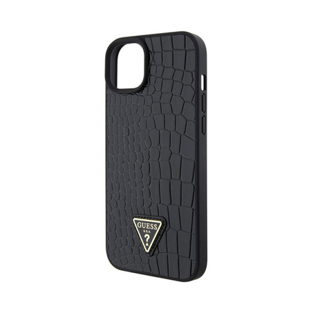 Guess Croco Triangle Metal Logo - pouzdro pro iPhone 15 (černé)