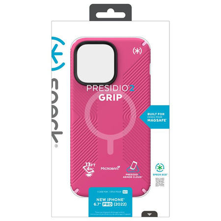 Speck Presidio2 Grip MagSafe - protiskluzové pouzdro pro iPhone 14 Pro Max (Digitalpink / Blossompink / White)