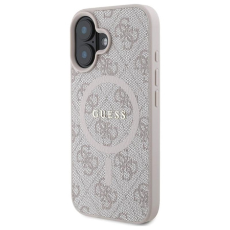 Guess 4G Ring Classic Logo MagSafe - Coque pour iPhone 16 (rose)