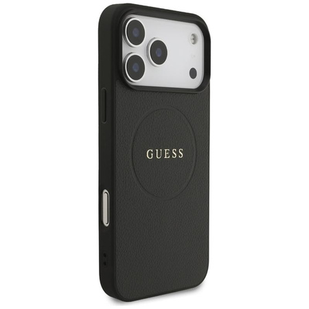 Guess Grained Ring MagSafe - Pouzdro iPhone 17 Pro Max (černý)