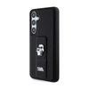 Karl Lagerfeld Gripstand Saffiano Karl & Choupette Pins - pouzdro Samsung Galaxy S24 (černé)