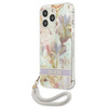Guess Flower Cord - Tasche mit Schlüsselband iPhone 13 Pro (Lila)