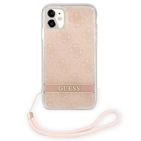 Guess 4G Print Cord - pouzdro se šňůrkou na iPhone 11 (růžové)