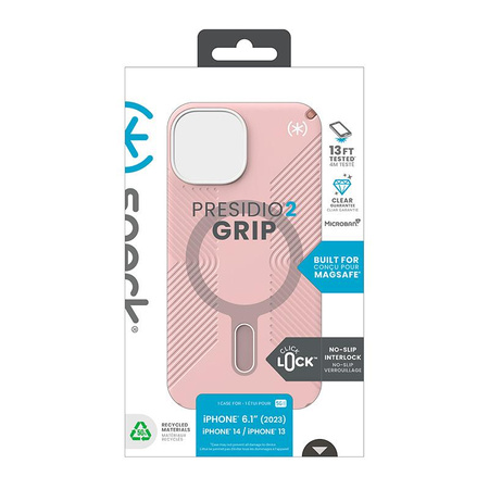 Speck Presidio2 Grip ClickLock & MagSafe - Coque iPhone 15 / iPhone 14 / iPhone 13 (Dahlia Pink/Rose Copper)