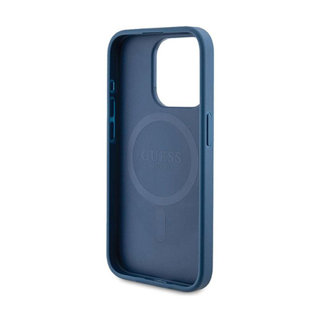 Guess 4G Collection Leather Metal Logo MagSafe - iPhone 14 Pro Case (blue)