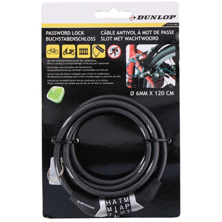 Dunlop - Cadenas pour vélo avec combinaison (noir)