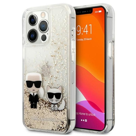 Karl Lagerfeld Liquid Glitter Karl & Choupette - Etui iPhone 13 Pro Max (złoty)