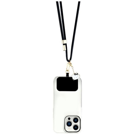 Hello Kitty Patch & Kitty Head Charm - Universal Phone Strap / Lanyard (Black)