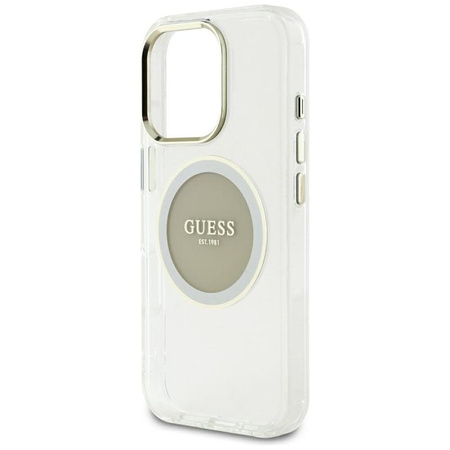 Guess IML Metal Coloured Circle Classic Logo MagSafe - étui pour iPhone 16 Pro Max (gris)