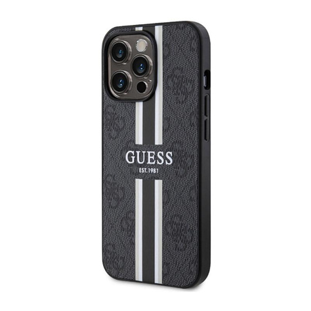 Pouzdro Guess 4G MagSafe s potiskem pruhů - iPhone 13 Pro (černé)