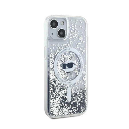 Karl Lagerfeld Liquid Glitter Choupette Head MagSafe - pouzdro pro iPhone 14 / 15 / 13 (průhledné)