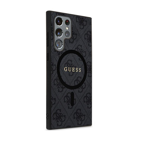 Guess 4G Collection Leather Metal Logo MagSafe - Etui Samsung Galaxy S24 Ultra (czarny)
