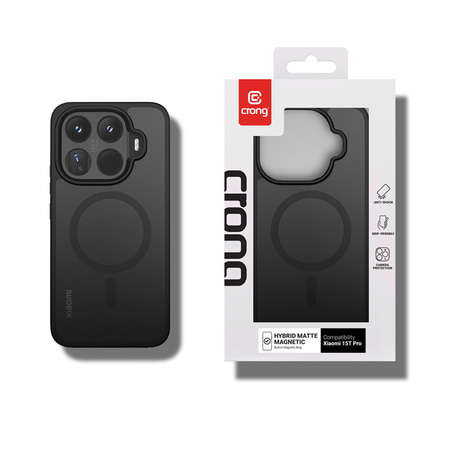 Crong Hybrid Matte Magnetic - Custodia MagSafe per Xiaomi 15T Pro (Nero)