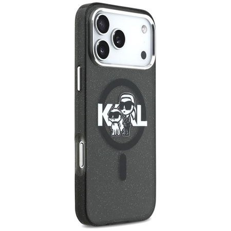 Karl Lagerfeld IML Glitter Karl & Choupette Sketch Logo MagSafe - Case for iPhone 17 Pro Max (black)