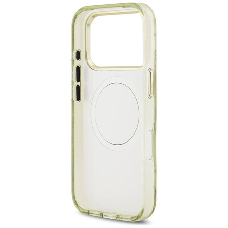 Guess IML Glitter Flowers Triangle MagSafe - Hülle iPhone 17 Pro (grün)