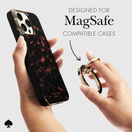Kate Spade New York Porte-bagues magnétique - Porte-doigts MagSafe avec fonction de support (écaille de tortue)
