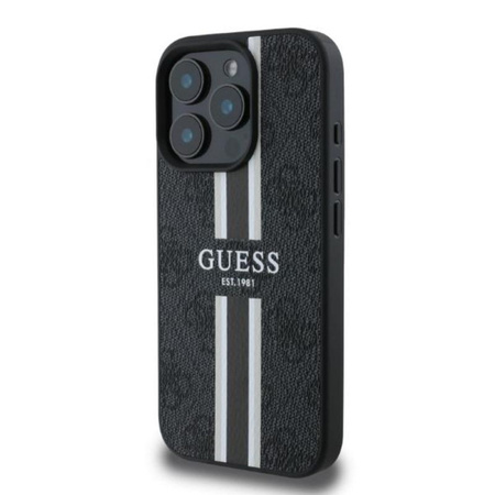 Guess 4G Printed Stripes MagSafe - Hülle für iPhone 16 Pro (schwarz)