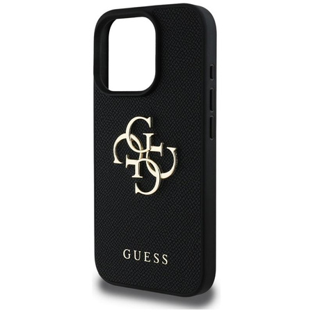 Guess Grained Big 4G Logo Small Classic Logo - Case for iPhone 16 Pro Max (black)