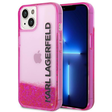 Karl Lagerfeld Liquid Glitter Translucent Elongated Logo Case - iPhone 14 Plus Case (pink)