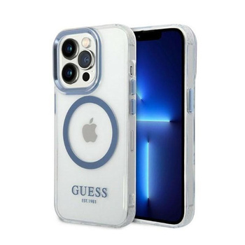 Guess Metal Outline Magsafe - iPhone 14 Pro Tasche (klar / blau)
