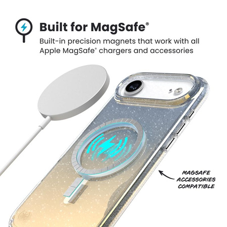 Speck Presidio Lux MagSafe - Case iPhone Air (Hyper Mirror Glitter / Silver Metallic)