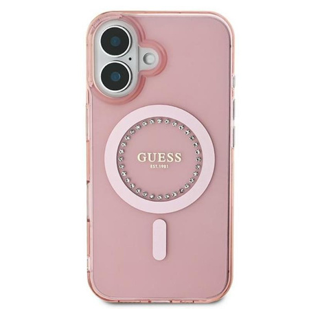 Guess IML Rhinestones MagSafe - Hülle iPhone 16 Plus (Rosa)