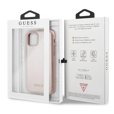 Guess Iridescent - pouzdro pro iPhone 11 Pro (růžově zlaté)