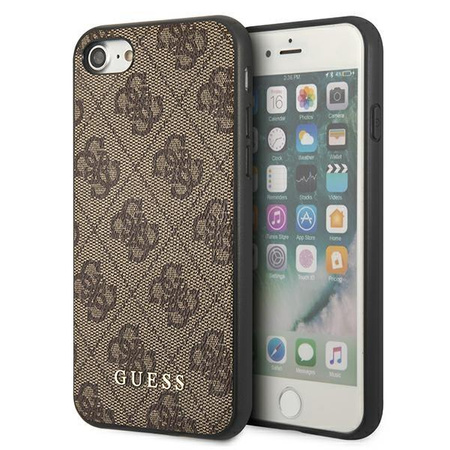 Guess 4G Metal Gold Logo - Coque iPhone SE 2022 / SE 2020 / 8 / 7 (marron)