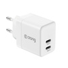 Crong Ultra Compact GaN - Nabíječka do zásuvky 2x USB-C 35W PD 3.0 s PPS (bílá)