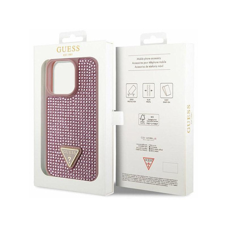 Guess Rhinestone Triangle - iPhone 14 Pro Case (pink)