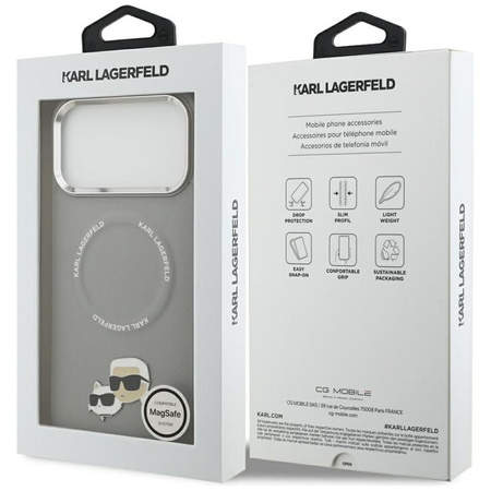 Karl Lagerfeld Karl & Choupette Pins MagSafe - Case for iPhone 17 Pro (gray)
