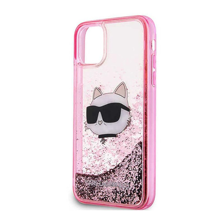 Karl Lagerfeld Liquid Glitter NFT Choupette Head - Coque iPhone 11 (rose)