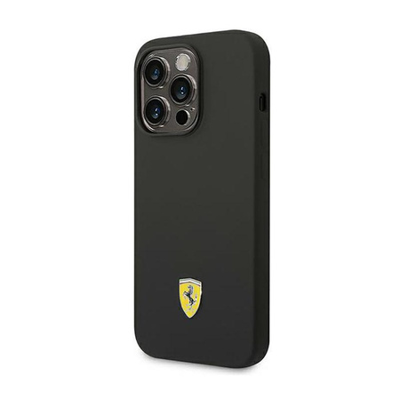 Coque Ferrari Liquid Silicone Case Metal Logo MagSafe - Coque iPhone 14 Pro Max (Noir)