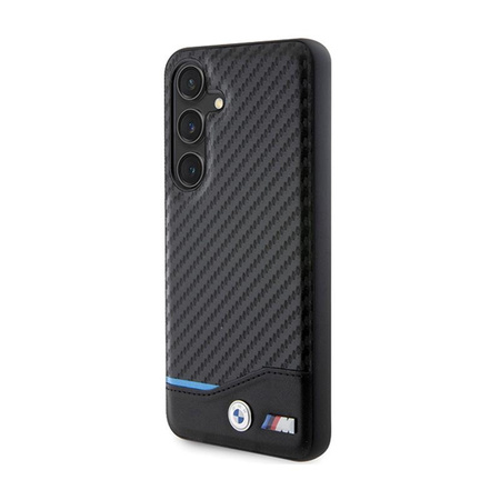 BMW Leather Carbon Blue Line - pouzdro pro Samsung Galaxy S24 (černé)